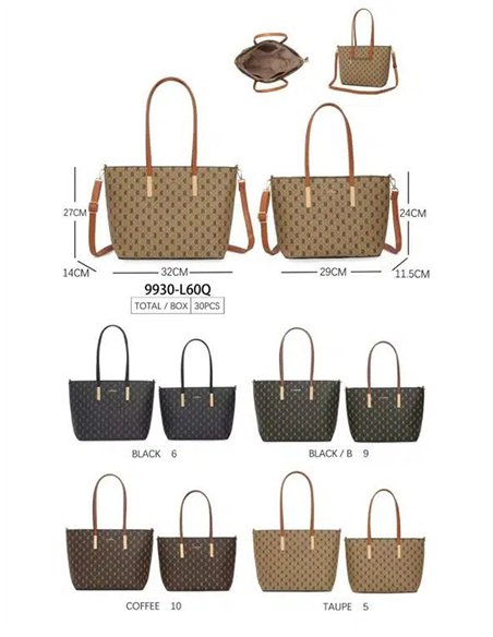Set di 2 borse shopper con stampa monogramma