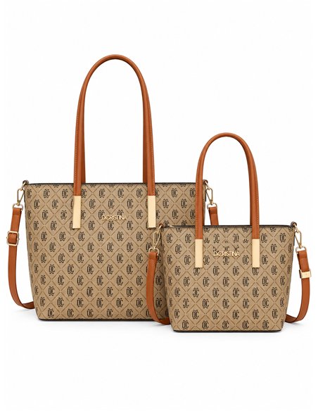 Set di 2 borse shopper con stampa monogramma