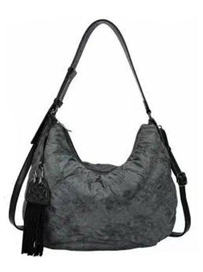 Sac hobo matelassé avec pompon et bandoulière