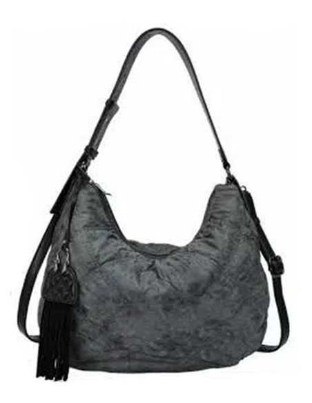 Quilted hobo bag with tassel and crossbody strap