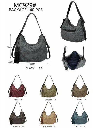 Sac hobo matelassé avec pompon et bandoulière 2