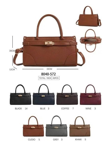 Bolsa com detalhe de fecho metálico