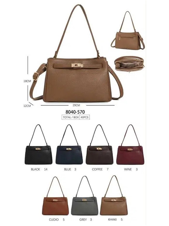 Borsa a tracolla con dettaglio di chiusura in metallo