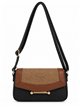 Borsa a tracolla bicolore con patta effetto intrecciato