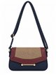 Borsa a tracolla bicolore con patta effetto intrecciato