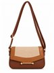 Borsa a tracolla bicolore con patta effetto intrecciato