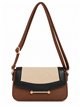 Borsa a tracolla bicolore con patta effetto intrecciato