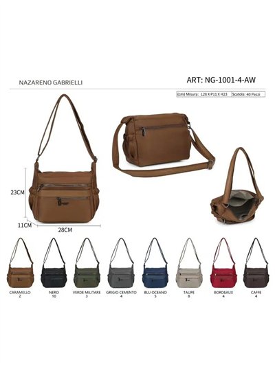 Sac bandoulière Nylob multipoches avec fermetures éclair avant 2