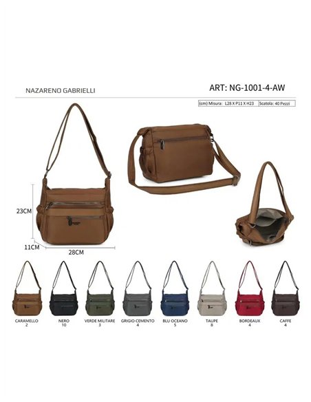 Borsa a tracolla Nylob multitasche con cerniera frontale