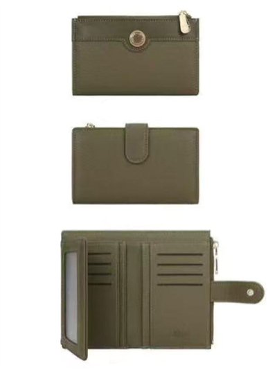 Portefeuille de taille moyenne avec compartiments et fermeture à bouton-pression
