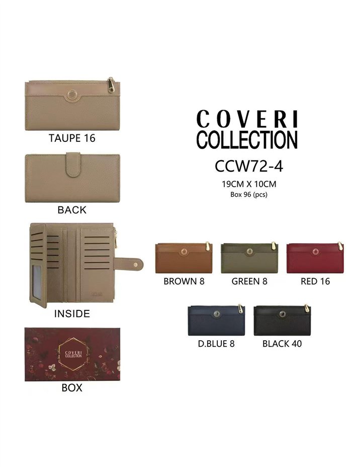 Large wallet with organised compartments and snap closure