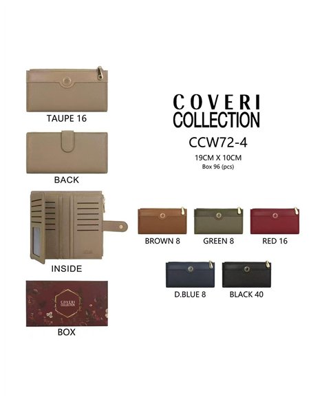 Large wallet with organised compartments and snap closure