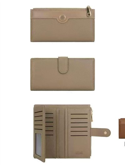 Grand portefeuille à compartiments et fermeture à bouton-pression