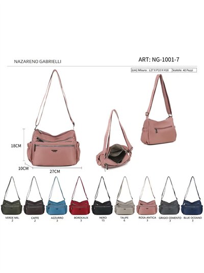 Sac bandoulière en nylon multipoches avec fermeture éclair sur le devant 2