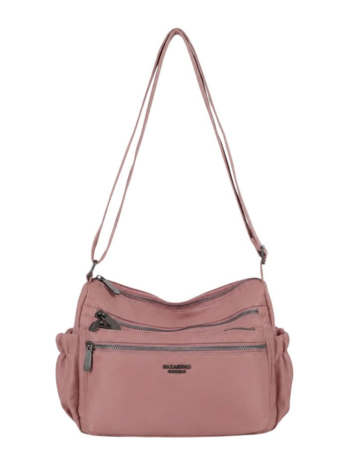 Bolso bandolera nylon multipocket con cremalleras frontales