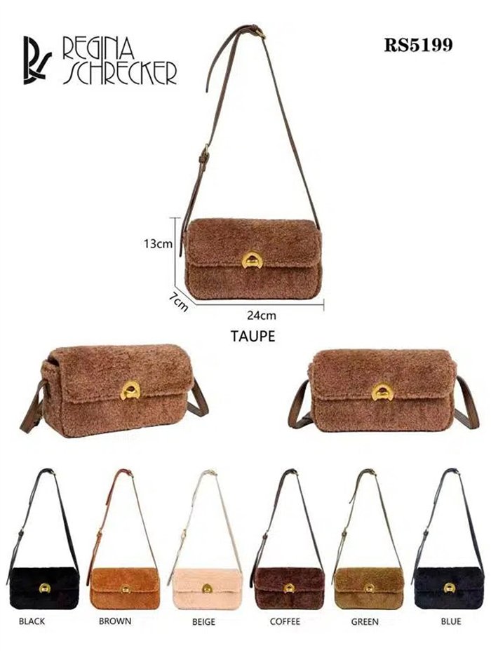 Borsa a tracolla in pelle di pecora con patta