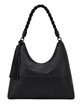 Hobo bag with braided handle and tassel detail