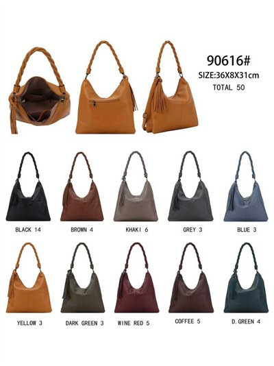 Sac hobo avec anse tressée et pompon 2