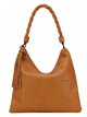 Hobo bag with braided handle and tassel detail