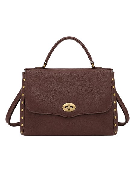 Bolsa com aba e tachas laterais