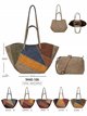 Borsa shopper con patchwork geometrico e beauty case integrato.