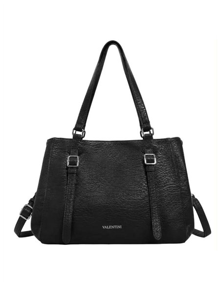 Ampia borsa shopper con tracolle decorative.