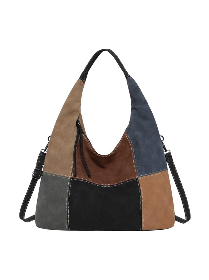 Große Hobo-Tasche aus Patchwork mit abnehmbarem Schultergurt