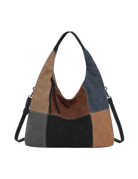 Große Hobo-Tasche aus Patchwork mit abnehmbarem Schultergurt