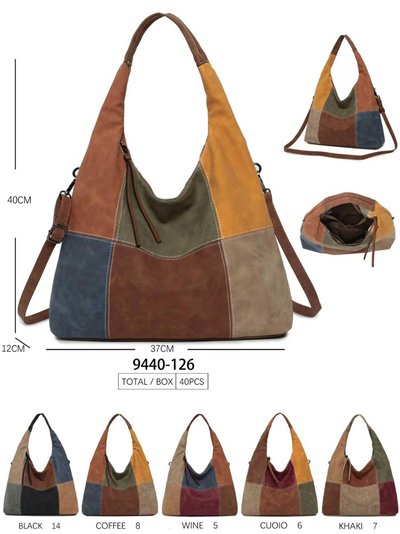 Grand sac hobo patchwork avec bandoulière amovible 2