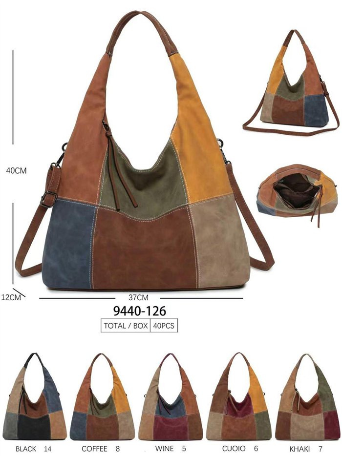 Große Hobo-Tasche aus Patchwork mit abnehmbarem Schultergurt