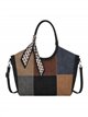 Borsa shopper patchwork con sciarpa decorativa