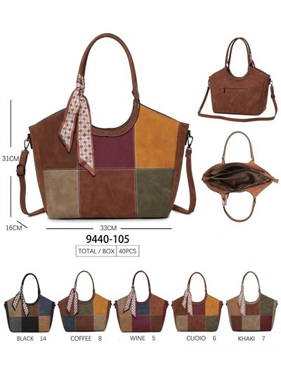 Sac cabas patchwork avec foulard décoratif 2