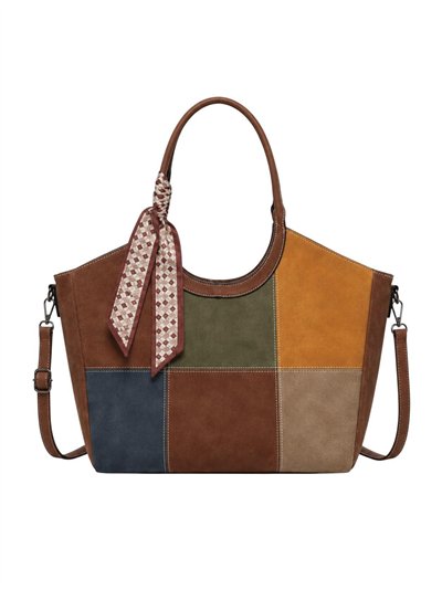 Sac cabas patchwork avec foulard décoratif