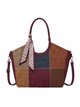 Borsa shopper patchwork con sciarpa decorativa