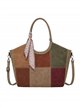 Borsa shopper patchwork con sciarpa decorativa