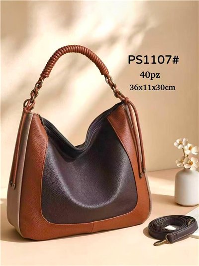 Sac hobo bicolore avec anse tressée