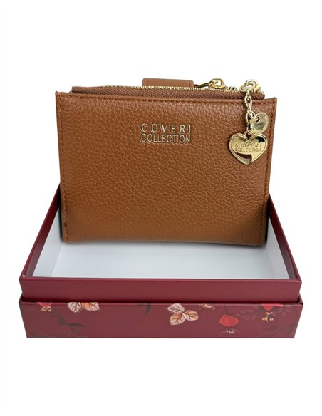Compact wallet with zip coin pocket and charm