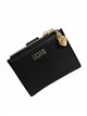 Compact wallet with zip coin pocket and charm