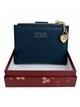 Compact wallet with zip coin pocket and charm