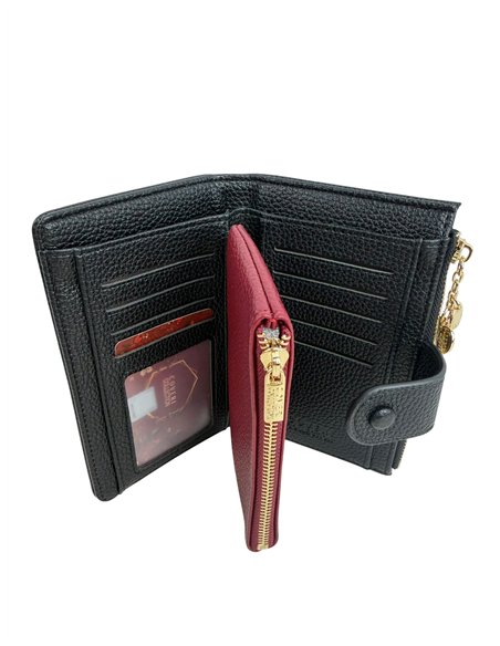 Portefeuille moyen avec porte-monnaie zippé et breloque