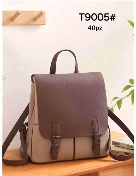 Zweifarbiger Rucksack mit Überschlagklappe und Doppelschnalle