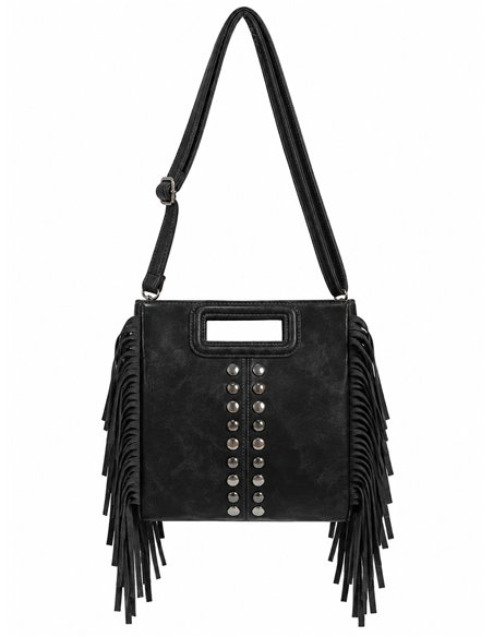 Borsa a tracolla con frange e borchie