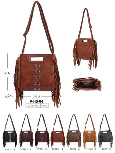 Sac bandoulière à franges et clous 2