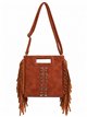 Borsa a tracolla con frange e borchie