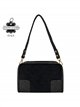 Schultertasche aus Wildleder mit Lederdetails