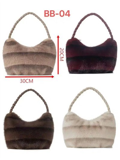 Sac bandoulière en fausse fourrure avec anse tressée 2