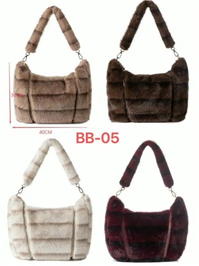 Sac bandoulière en fausse fourrure à rayures 2