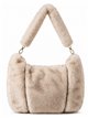Schultertasche aus Kunstpelz mit Streifenmuster