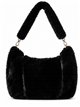 Schultertasche aus Kunstpelz mit Streifenmuster