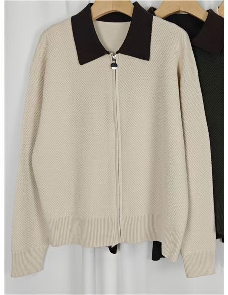 Cardigan à col contrastant